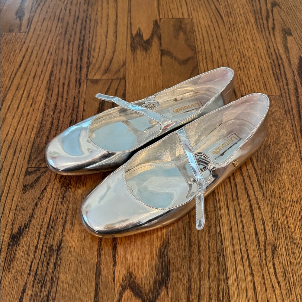 Larroude Silver Ballet Flats